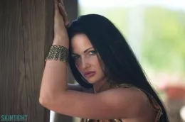 Tori W at Skin Tight Glamour | Brown PVC Leggings