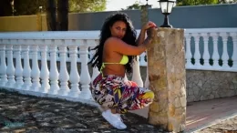 Olivia Paige at Skin Tight Glamour | Olivia Paige Marvel Bts