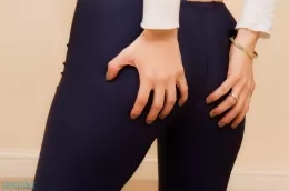 Cara Ruby at Skin Tight Glamour | Blue Leggings