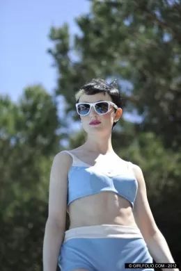 Anita De Bauch at Girlfolio | Anita is sunbathing by the swimming pool, but the sun is really too hot today !