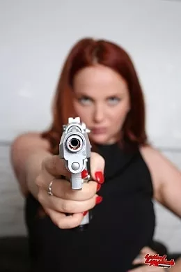 Kasey at Lethal Lipstick | Kasey posing by the sofa looking lethal