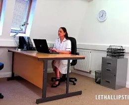 Shauna at Lethal Lipstick | Nurse Shauna is busy in her office, completely unaware that she is not alone. The moment she turns her back the intruder takes his moment to strike and the next Shauna knows she is being confronted and groped by an intruder and she is powerless to react