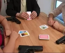 Card Cheat at Lethal Lipstick | He's on a roll and these two bitches owe him a fortune. Too bad they're too dumb to pick up on his cheating ways and as another hand is dealt, he feels he can push his luck a little more and cheat one more time..