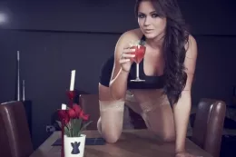 Kat Dee at More Than Nylons | Ever had that moment where you're lost for words down to the girl sat opposite you? Well this is one of those times. You don't need to worry though. Kat is more than capable of taking charge here. A quick flash of a naughty smile and you know she'll be yours. Along with that little black dress, lacy holdups and everything that lies beneath.