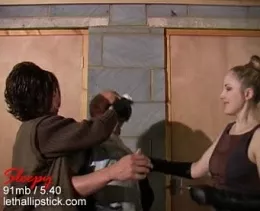 Sleeping at Lethal Lipstick | The guard took his job seriously. he was to let no one through that door unless they had the right security clearance, but when two babes approach him, he succumbs to temptation and enjoys the flirting. little does he realize the two babes have a lethal agenda.!.