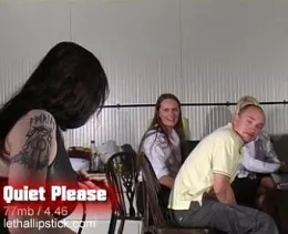 Quiet Please at Lethal Lipstick | Morrigan is trying to study but the crowd of imbeciles behind her were surfing the internet, hooting and hollering at web sites they were browsing, she asked them to be quiet...they didn't listen....