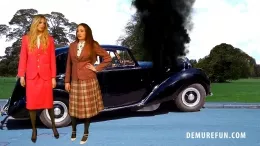 A Bit Of A Hitch at Demure Fun | Rebecca Leah & Sophia Delane have broken down. With the hope of getting a lift, they try to attract attention from the passing cars by flashing their lingerie and finally stripping down to it. Unfortunately, the only car that stops is a Police car!!