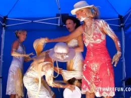 Trouble At Demureton Abbey Cafe at Demure Fun | The girls are getting ready for a party at the Demureton Abbey cafe but it all turns messy as one after the other, they end up covered in cream, cake and custard