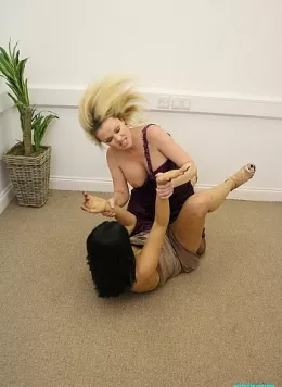 Frankie Babe at Femme Fight | Both Frankie Babe and Roxee Couture has been enjoying their night out at the ambassadors ball when things began taking a turn for the worse. both had received compliments about theiar beautiful satin dresses but Frankie accidentally on purpose had spilled a drink all over Roxee's dress and Roxee just had to retaliate