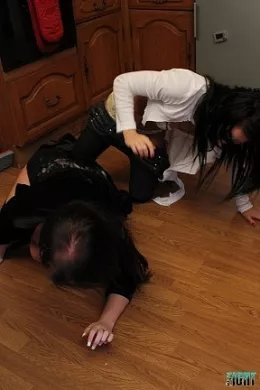 Charley at Femme Fight | Charley is mega pissed at Kiki Devine. She's late home again and Charley knows exactly who she's been tarting herself around. Kiki knew Charley liked the same guy and had seen him first but it seems Kiki just didn't care and it's up to Charley to teach her a lesson!