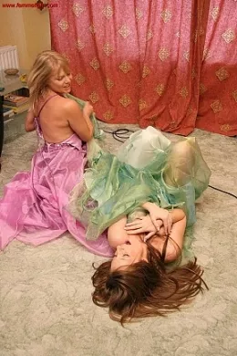 Going To The Ball? at Femme Fight | Abigail Toyne and Cate Harrington look fantastic in their dresses as they ready themselves for the ball. Abigail drops a catty comment at Cate's dress and Cate responds with some comments of her own. The verbals continue untill things get heated and both girls lunge for eachother, tearing and ripping at eachother dresses, both determined to strip the other naked!!