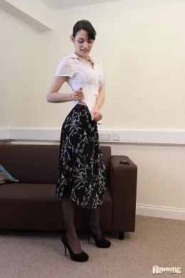 Dana Jay at Ripping 4 Fun | Dana Jay looks lovely in her white cotton blouse and long skirt but I don't think it's going to stay that way for much longer. This is Ripping4fun after all!