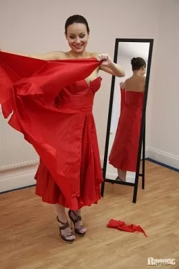 Carmen B Is The Lady In Red at Ripping 4 Fun | Carmen B is the Lady in Red, and man oh man, does she look hot in that dress. Surely she's not going to trash the dress is she??