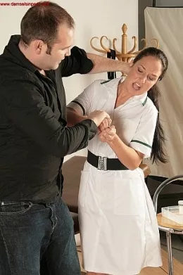 Nurse Sammie at Damsels in Peril | Nurse Sammie is about to give her patient his dose of calming medication, but things go wrong as he reaches for the syringe, determined not to let the nurse put him to sleep. He has a better idea. He's wanted to see what's under that nurses uniform for some time now and he seizes his opportunity as soon as the nurse comes within reach!