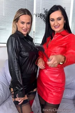 Bonnie Bellotti at Strictly Glamour | VoP Video from shoot with mistresses Felicity & Bonnie wearing contrasting 'alternative secretary' outfits in black & red, and red & black, in a tease & taunt that you will never forget as they work together to 'double the trouble' that you will be in if you do not show appreciation and respect for these two powerful femdom goddesses.  4K Video download available
