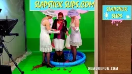 DTVC Slapstick Slips at Demure Fun | The DTVC team are invited to the new Slapstick Slips studio and soon the mischievous crew behind the project are surprising the DTVC team with all kind of messy trickery and gunge. It seems the project is a huge success for all, included the messy ladies